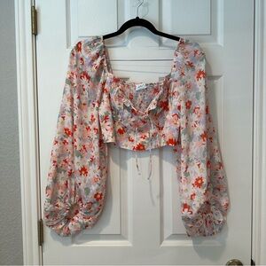 Floral Puff Long Sleeve Crop Top Petal & Pup / Spring & Summer Tops for Women